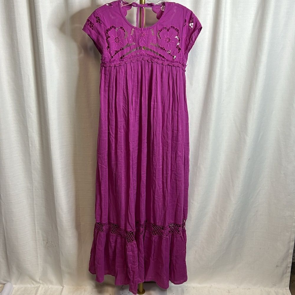 Free People Cutwork Tee Maxi Dress in Summer Bloom NWOT - Picture 4 of 6